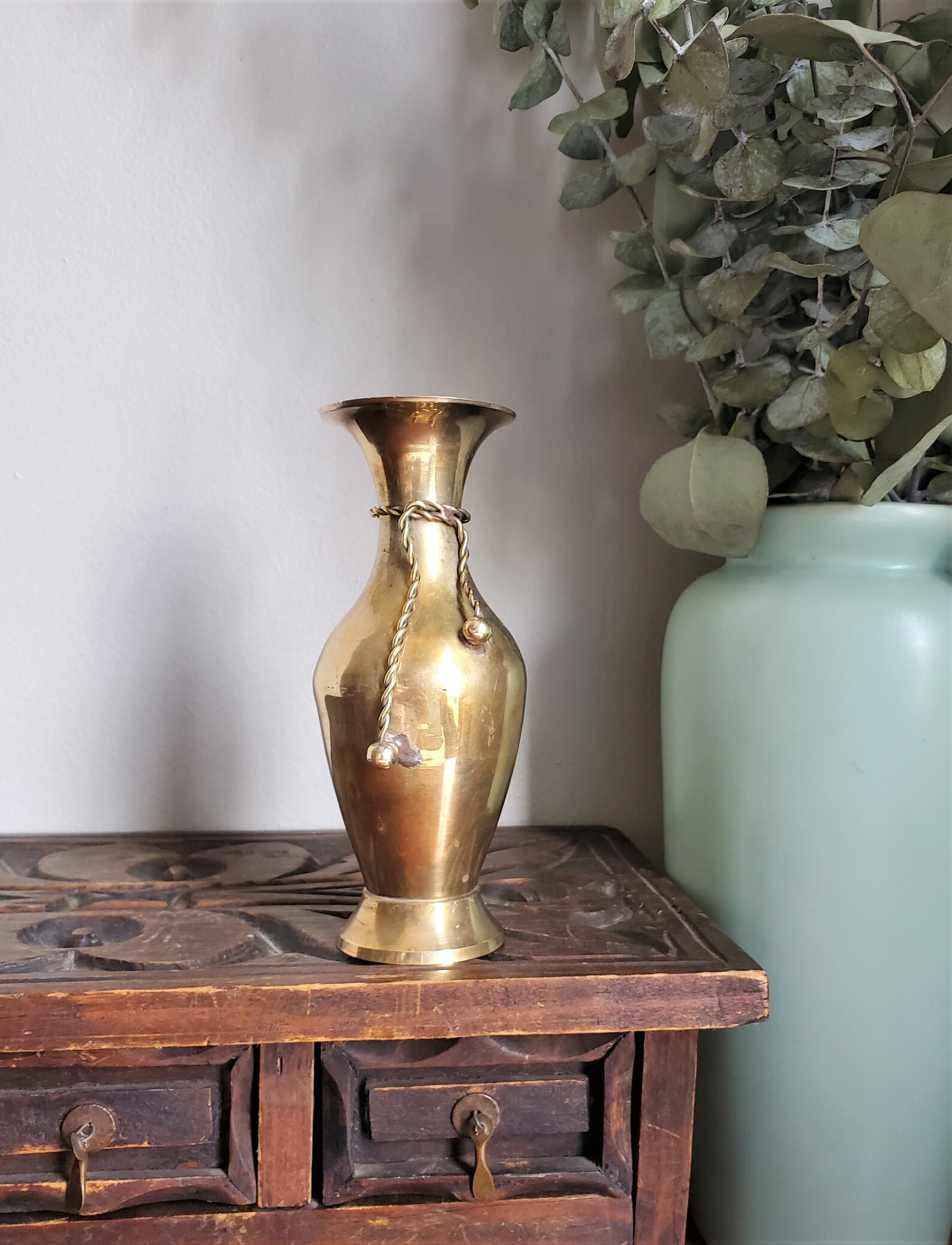 Vintage Brass Rope Vase Brass Vase Brass Bud Vase Brass Etsy