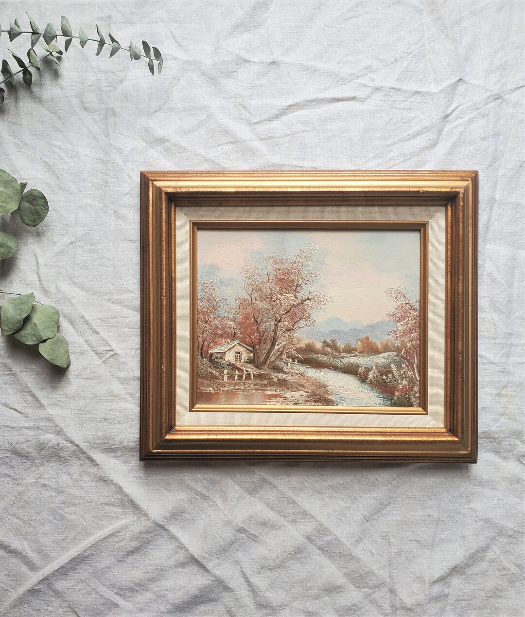 Vintage Framed Landscape Painting Lakeside Painting Framed Etsy