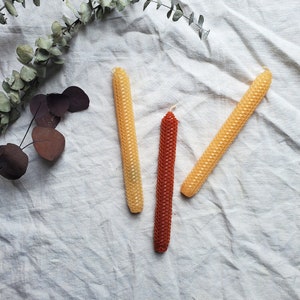 Vintage Set of Honey Comb Candlesticks, Yellow and Orange Honeycomb Candlesticks, Beeswax Candles