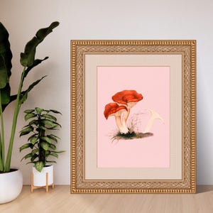 Vintage Mushroom Art Print | Botanical Fungi Poster | Digital Download Wall Art | Antique Mushroom Illustration