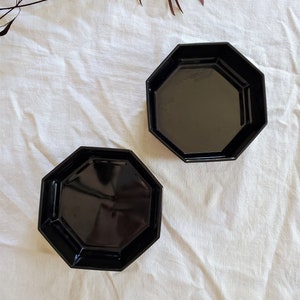 Tigelas de vidro preto vintage, tigelas octogonais Arcoroc França, tigelas octogonais Arcoroc, artigos de vidro franceses pretos, tigela de vidro preto, artigos de vidro modernos