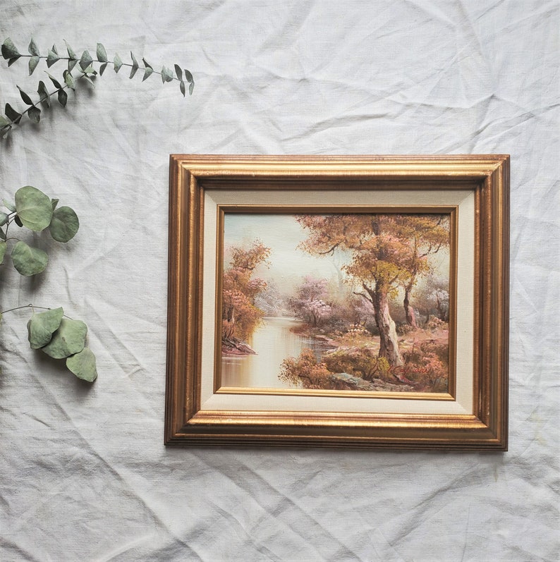 Vintage Framed Landscape Painting Lakeside Painting Framed Etsy