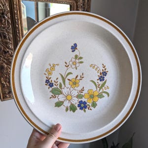 Vintage Colorstone Floral Dinner Plate, 70&#39;s Dinnerware, Large Floral Plate, Made in Japan