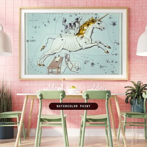 Carte des étoiles vintage de la constellation de la Licorne | Monoceros & Canis Minor | Téléchargement numérique d'astronomie antique | Art mural céleste imprimable