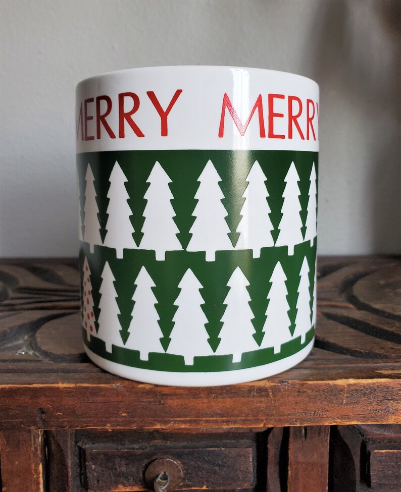 Vintage God Jul-mugg, Julgransmugg, Julkaffemuggar, Julglas, Tillverkad i Japan bild 4