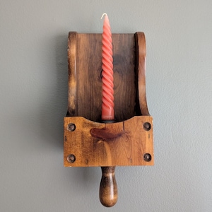 Vintage Wood Candle Holder | Rustic Primitive Wall Sconce | Colonial Farmhouse Decor | Wooden Wall Candle Mount