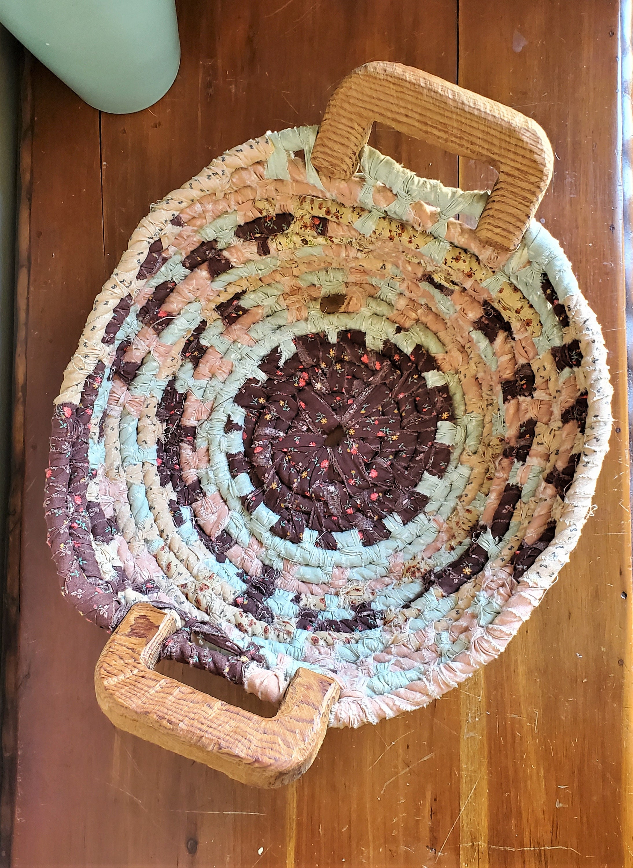 Vintage Woven Rag Handmade Basket Woven Rag Basket With Etsy