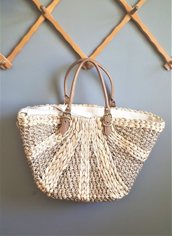 Vintage Straw Beach Bag, Woven Summer Bag, Market