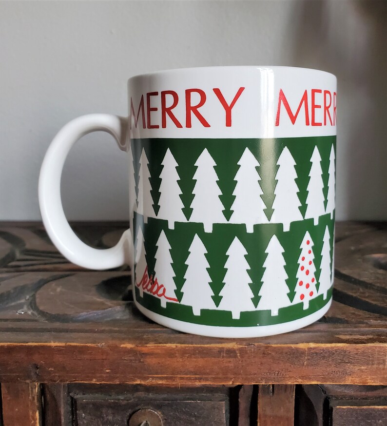 Vintage God Jul-mugg, Julgransmugg, Julkaffemuggar, Julglas, Tillverkad i Japan bild 3