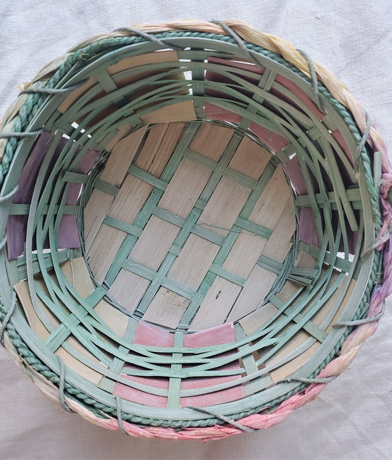 Vintage Wicker Easter Basket Painted Flower Basket Basket Etsy