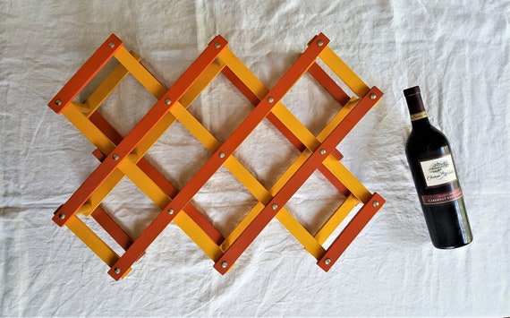 Vintage Accordion Wine Rack Tabletop Wine Rack Mid century Wine