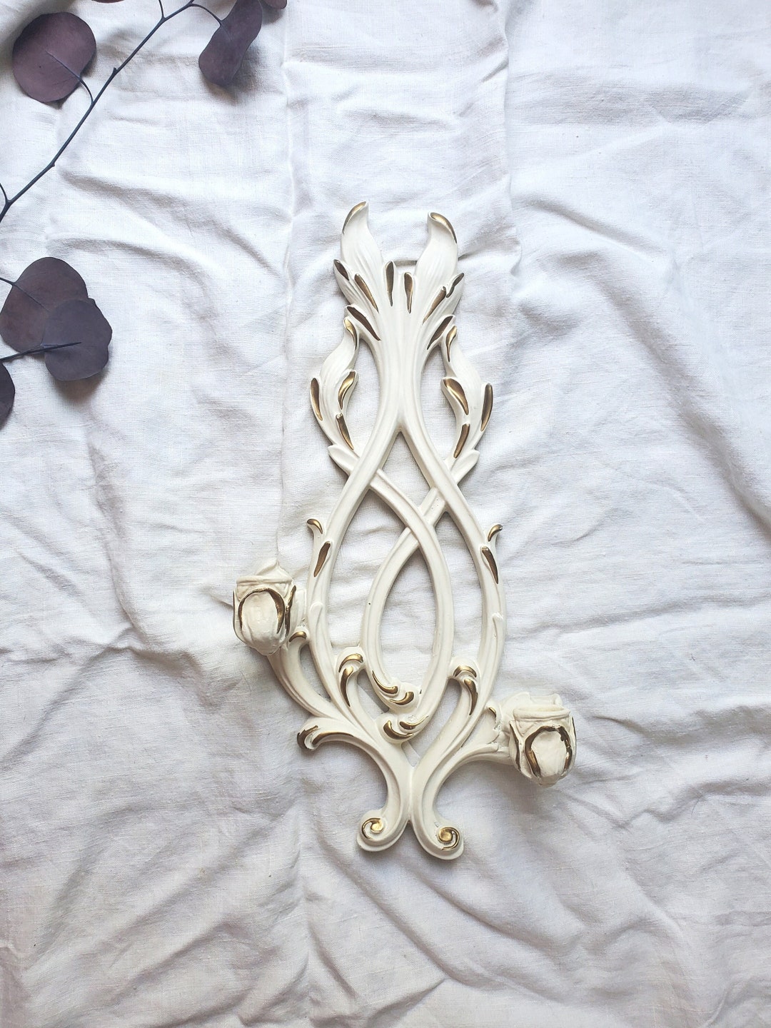 Vintage Candle Wall Sconce Gold Accent Wall Candlestick Etsy