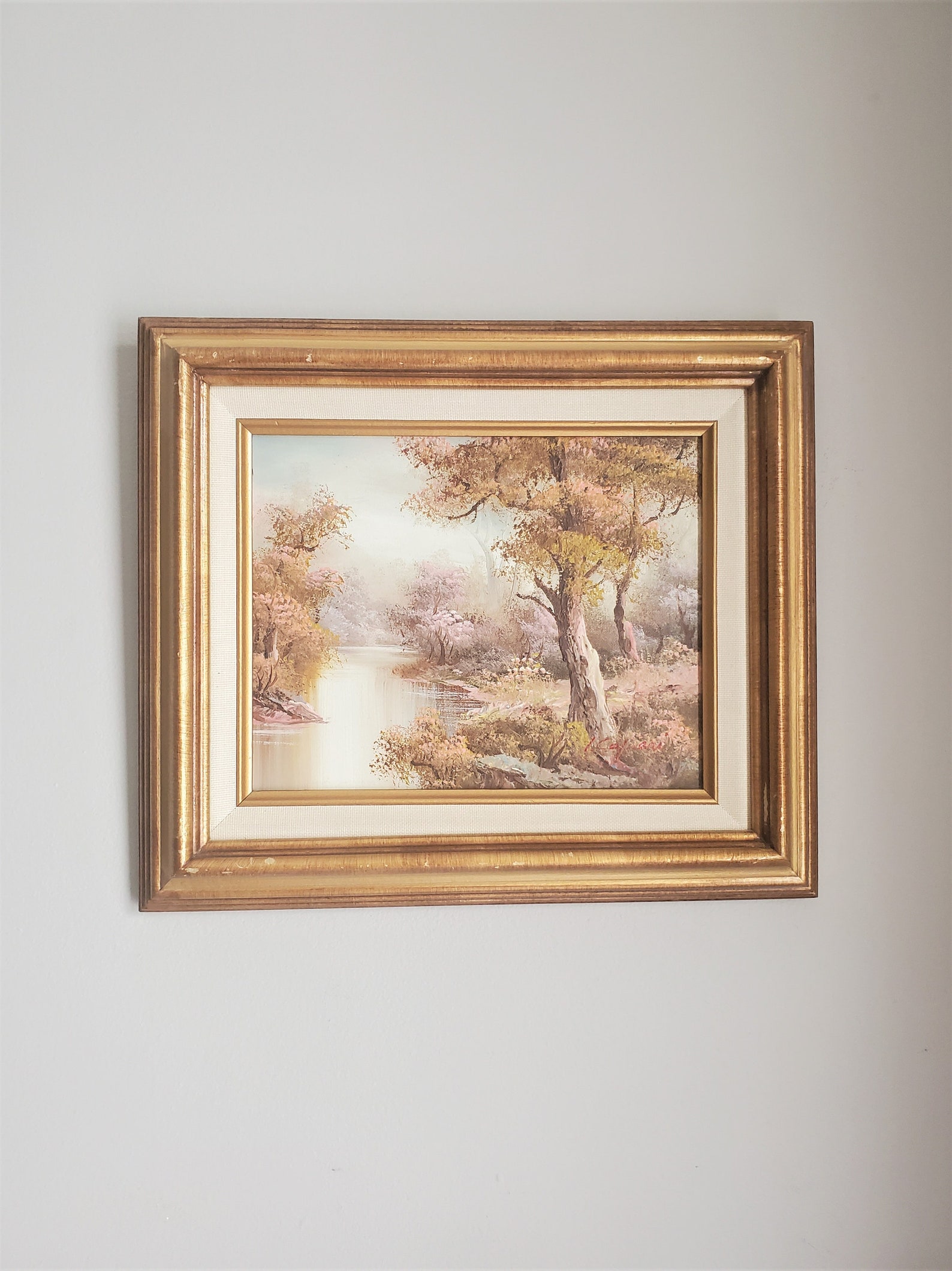 Vintage Framed Landscape Painting Lakeside Painting Framed Etsy