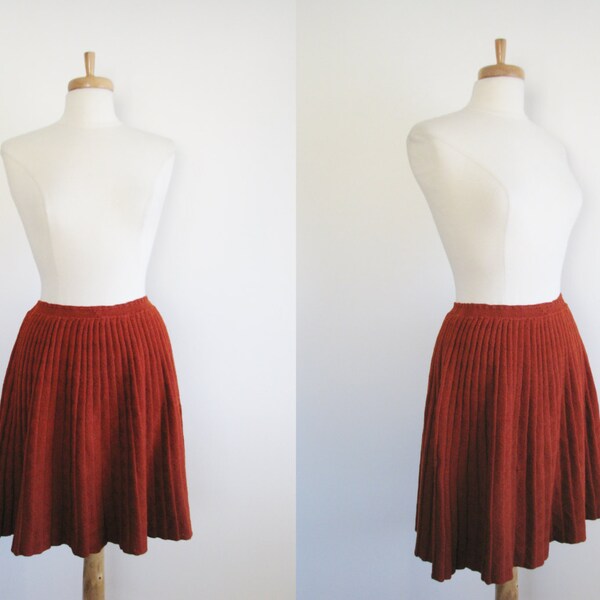 1930s Knit Skirt / Rust Colored 30s Wool Skirt / 1940s Knit Skirt