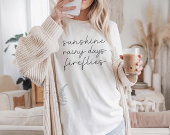 Sunshine Rainy Days Fireflies T-Shirt: Book Lover Tee