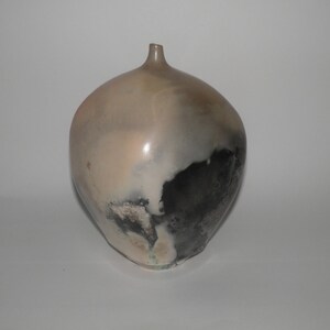 BF162 Barrel Pit Fired Squared PotteryVase (9.5&quot; h x 5.75&quot; dia)