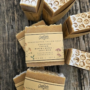 UNSCENTED Tallow, Manuka Honey + Goat Milk Soap