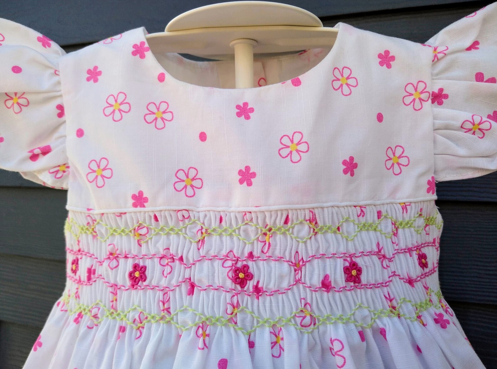Baby Girl Smoked Dress Floral Dress With a Catch Eye Fuchsia Etsy