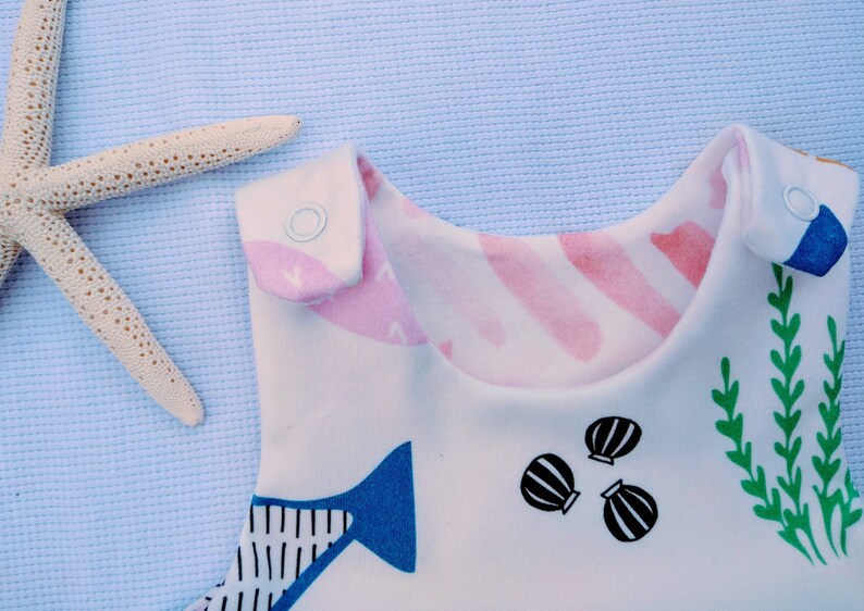 Baby Girl Rompers, Pink Whale print Baby Rompers, Organic Cotton, Newborn Rompers, Baby Shower Gift,Little Girls Rompers. image 2