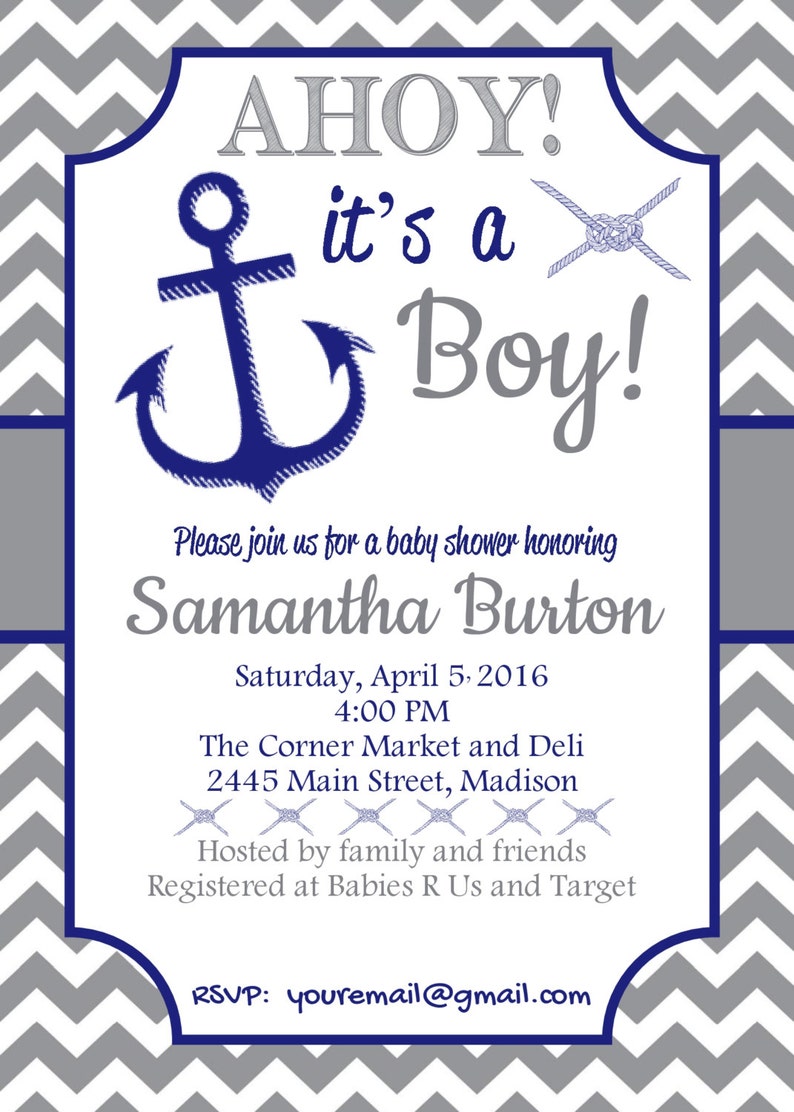 DIY PRINTABLE Ahoy It's A Boy Baby Shower Invitation | Etsy