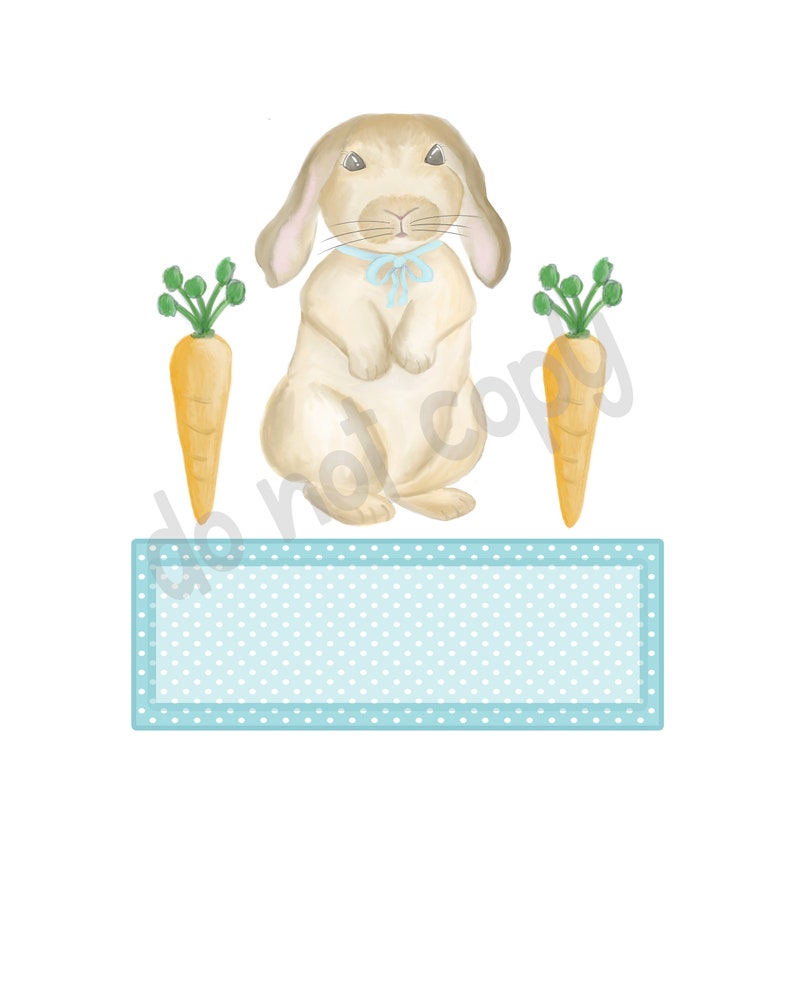 WATERCOLOR Rabbit Baby Showers Bunny and Carrots with Name Plate Clip Art Set Easter Pillows Sublimation Great For Tshirts