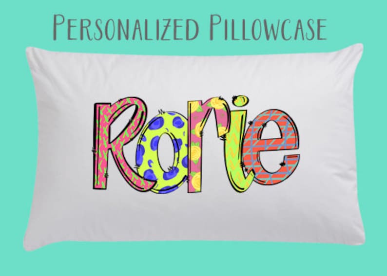 Personalized Pillowcase Name with Whimsical Font Pillowcase FREE SHIPPING Great Birthday Gift