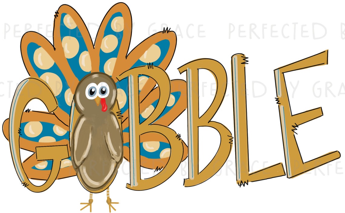 Gobble Thanksgiving Turkey Clip Art Digital Files Jpg and - Etsy