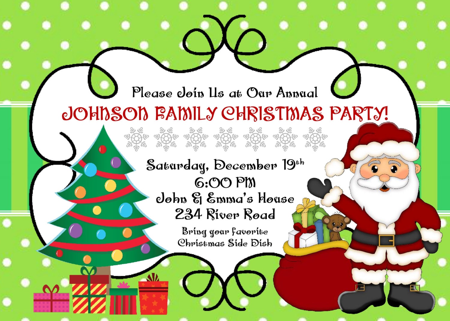 Christmas Party Family Christmas Invitation Santa Party  Etsy
