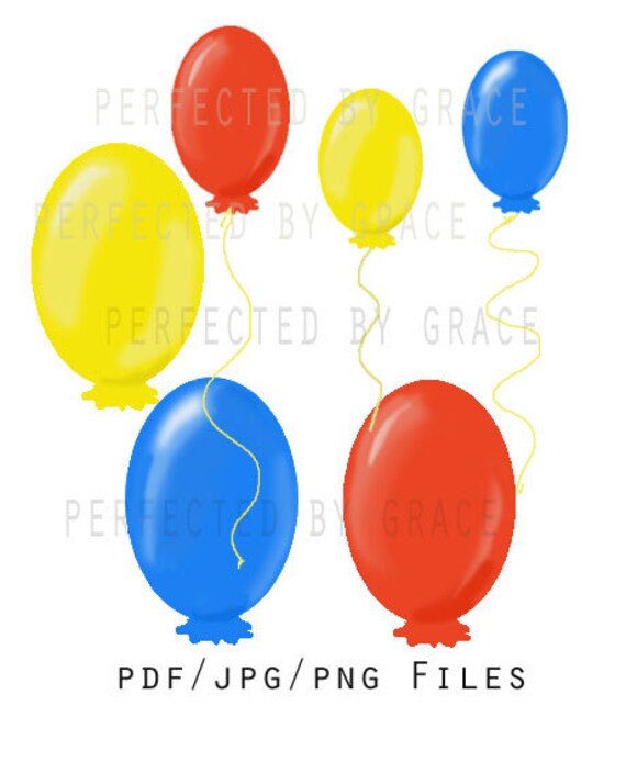 3D Balloons and Balloon Cluster Clip Art PNG JPG and PDF Etsy