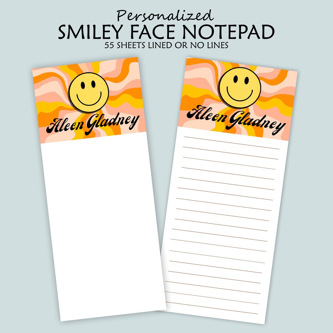 Smiley Face Personalized Notepad Etsy