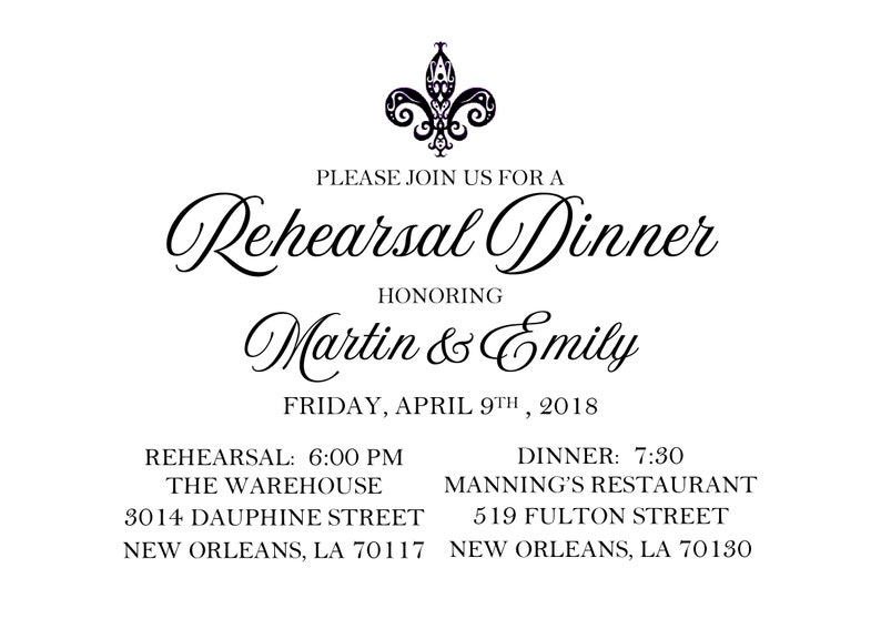 Rehearsal Dinner Invitation FREE SHIPPING Etsy