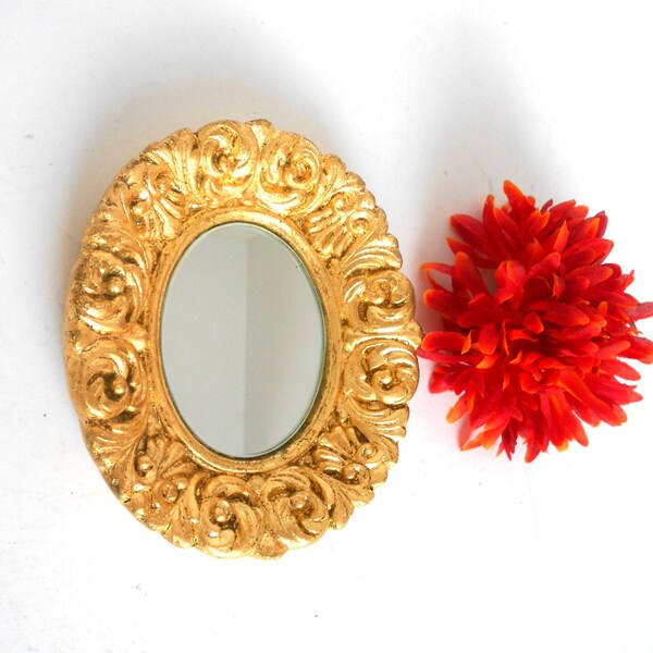 Oval Wall Mirror,Vintage Oval Mirror,Decorative Wall Mirror,Distressed Oval Mirror,Gold Framed Mirror,Italian Ornate Small Oval Wall Mirror