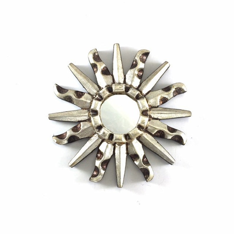 Small Silver Sunburst Sun Mirror For Wall Decor Starburst Star Beach