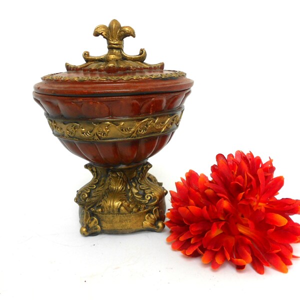 9 "H ,Trinket Box, Round Box, Ornate  Box, Decorative Box, Adornment Box, Box, Small Round Box, Table Box