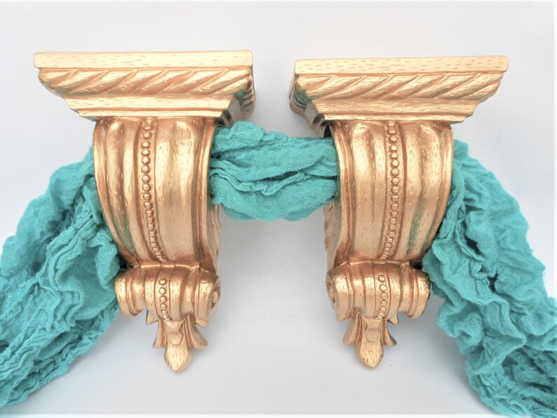 Rose Gold Curtain Sconcescurtain Rod Bracketsdrapery Scarf Etsy