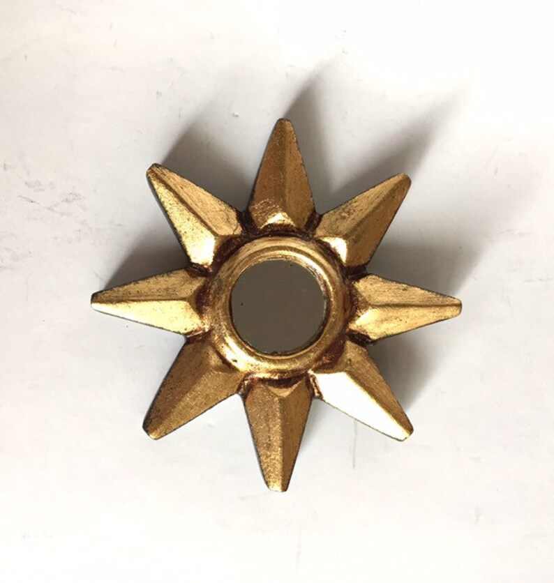 Small Gold Starburst Mirror Star Sunburst Round Wall Leaf Modern Sun For Decor