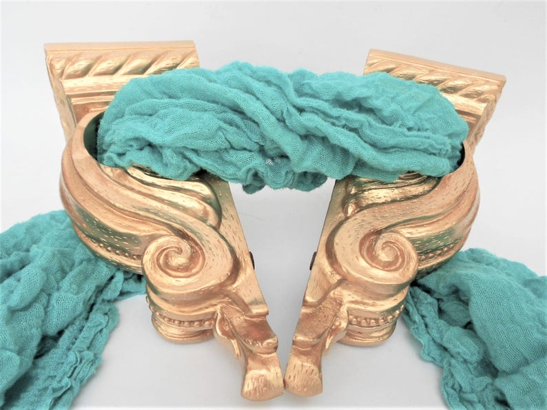 Rose Gold Curtain Sconcescurtain Rod Bracketsdrapery Scarf Etsy