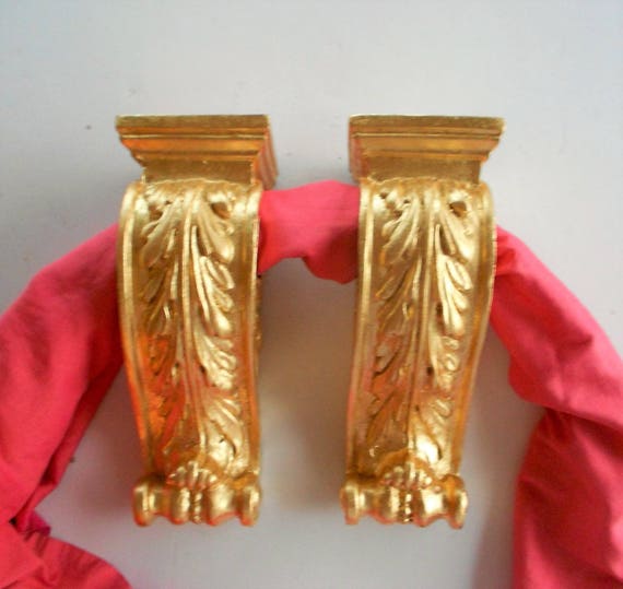 Drapery Sconces Curtain Rod Bracket Drapery Brackets Gold Etsy