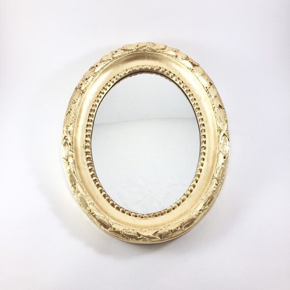 Vintage Oval Mirror Small For Wall Decor Gold Geometric Frame