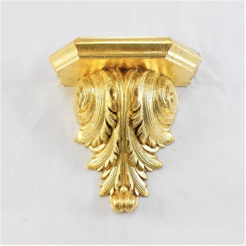 Small Vintage Gold Gilt Wall Sconce Shelf Corbel Bracket ... on Small Sconce Shelf id=65254