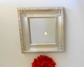 Silver Wall Mirror Ornate Wall Mirror Small Square Mirror Small Mirror for Wall Decor Silver Mirror Frame Ornate Mirror for Wall Hanging