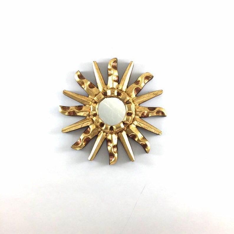Small Gold Sunburst Mirror Starburst Wall Sun Beach Art Round For Decor