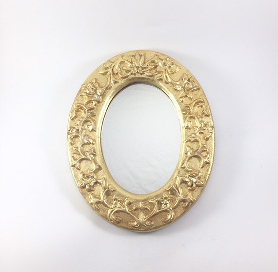 Vintage Style Oval Mirror Small Wall For Decor Gold Frame Entryway