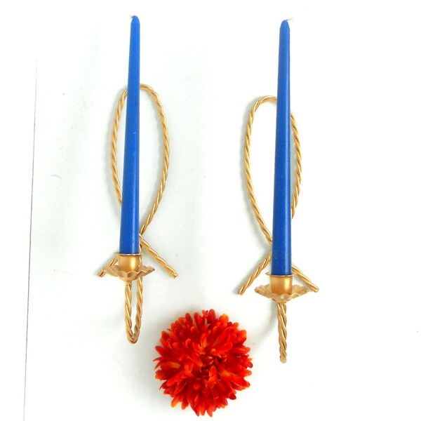12.5" Pair of Vintage Iron Wall Sconces,Antique Gold Wall Candle Sconce,Candle wall Sconces,Candlestick Holders for Wall,Twine Metal Sconces