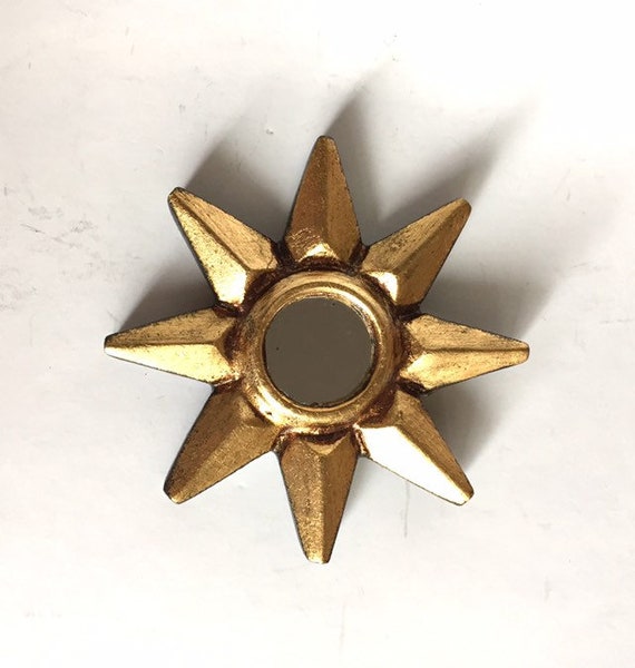 Small Accent Gold Starburst Mirror Star Wall Sunburst Round Leaf Frame Sun For Decor