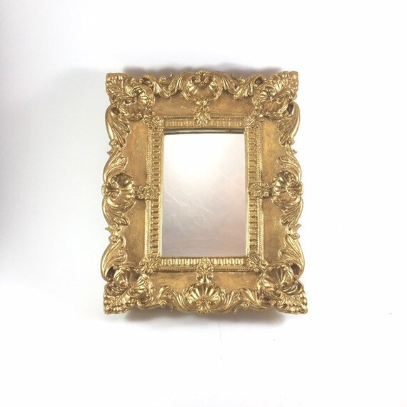 Small Vintage Mirror Gold For Wall Decor French Style Leaf