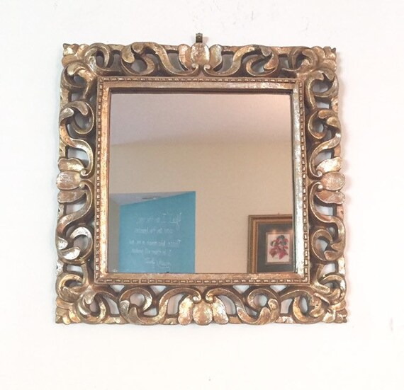 Square Mirror For Wall Decor Small Silver Gold Gilded Geometric Gilt Entryway Accent