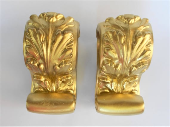 Gold Curtain Rod Bracketscorbels Bracketscurtain Pole Etsy