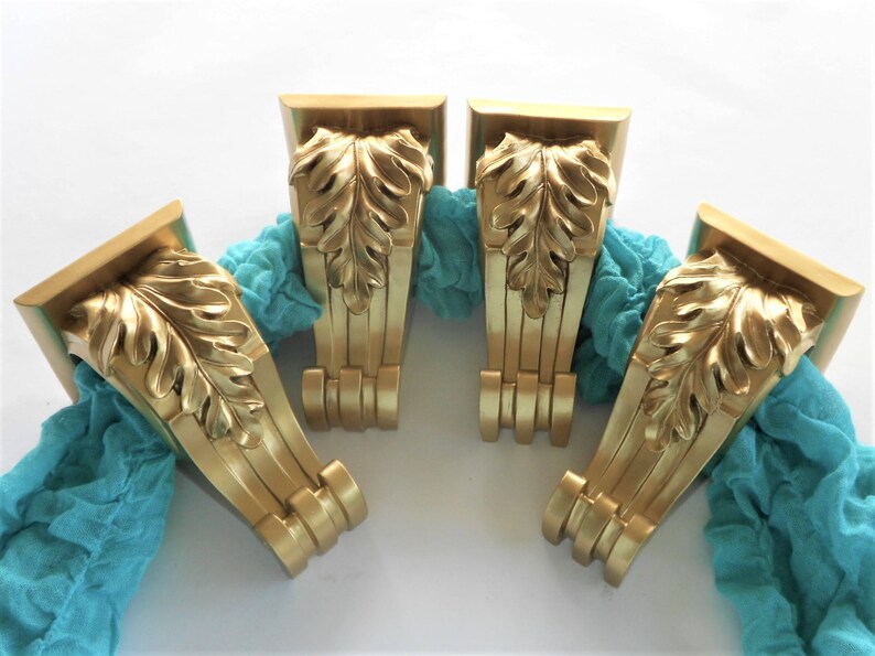Antique Gold Curtain Rod Bracketscorbelscorbels Etsy