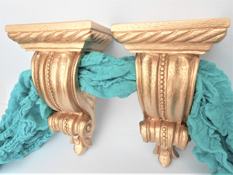 Rose Gold Curtain Sconcescurtain Rod Bracketsdrapery Scarf Etsy